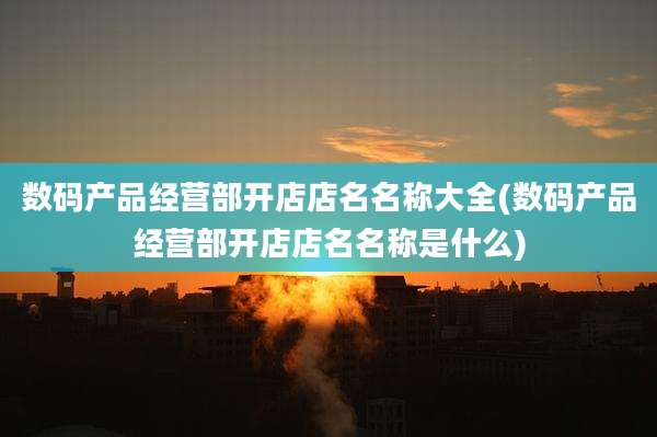 数码产品经营部开店店名名称大全(数码产品经营部开店店名名称是什么)