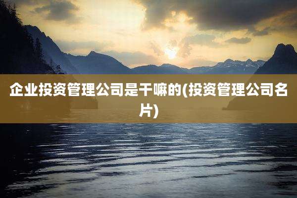企业投资管理公司是干嘛的(投资管理公司名片)