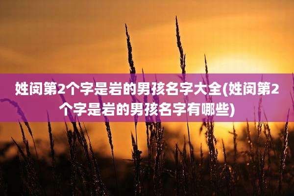 姓闵第2个字是岩的男孩名字大全(姓闵第2个字是岩的男孩名字有哪些)