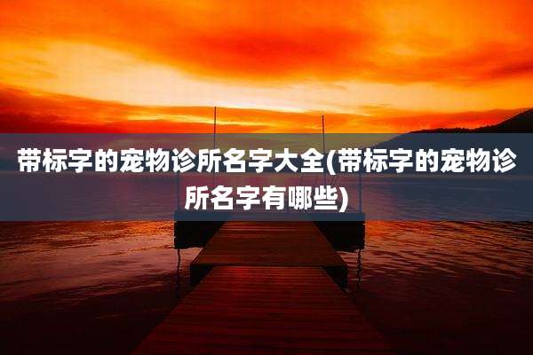 带标字的宠物诊所名字大全(带标字的宠物诊所名字有哪些)