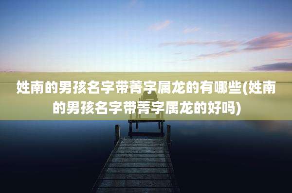 姓南的男孩名字带菁字属龙的有哪些(姓南的男孩名字带菁字属龙的好吗)