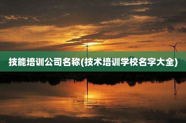 技能培训公司名称(技术培训学校名字大全)
