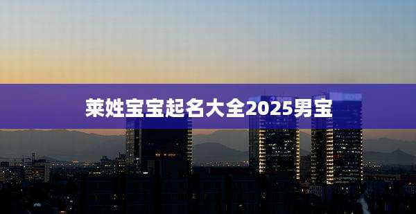 莱姓宝宝起名大全2025男宝