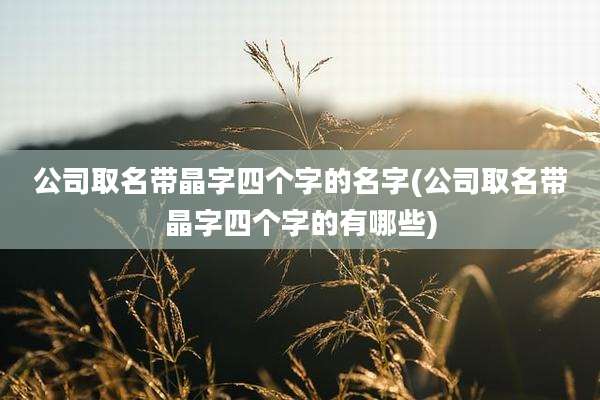 公司取名带晶字四个字的名字(公司取名带晶字四个字的有哪些)
