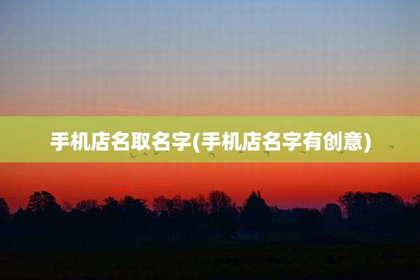 手机店名取名字(手机店名字有创意)