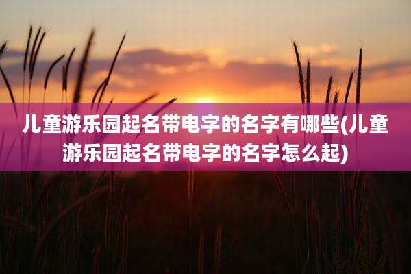 儿童游乐园起名带电字的名字有哪些(儿童游乐园起名带电字的名字怎么起)