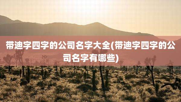 带迪字四字的公司名字大全(带迪字四字的公司名字有哪些)