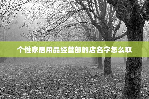 个性家居用品经营部的店名字怎么取