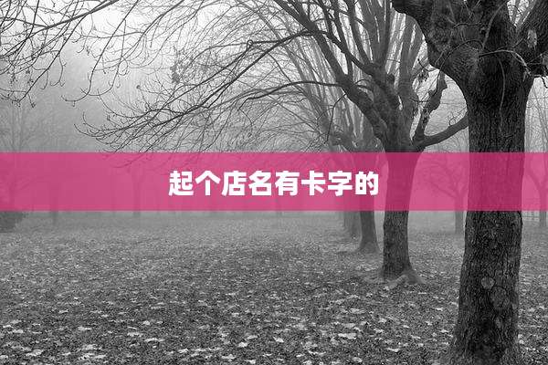 起个店名有卡字的
