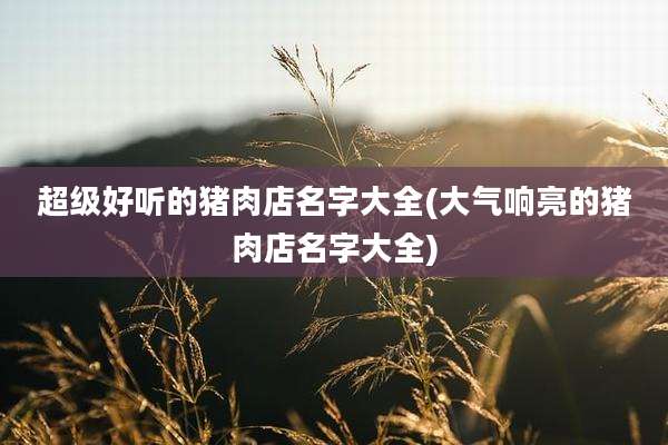 超级好听的猪肉店名字大全(大气响亮的猪肉店名字大全)