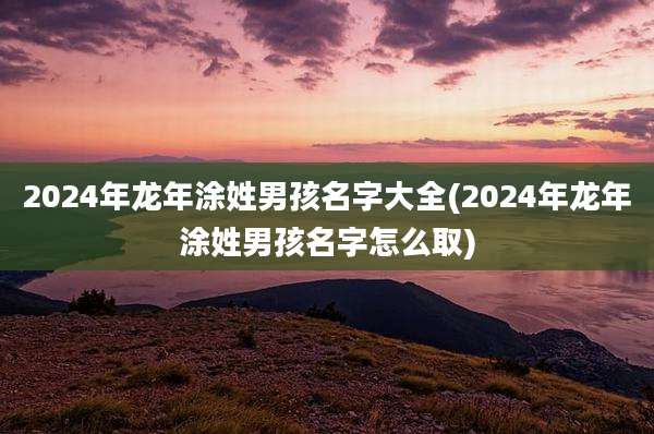 2024年龙年涂姓男孩名字大全(2024年龙年涂姓男孩名字怎么取)