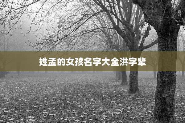 姓孟的女孩名字大全洪字辈