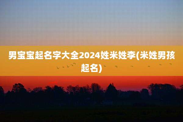 男宝宝起名字大全2024姓米姓李(米姓男孩起名)