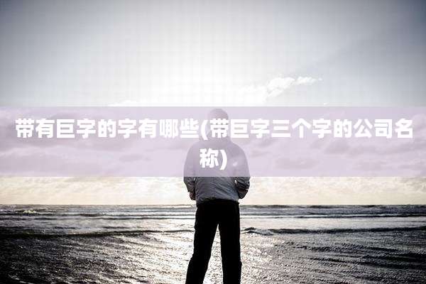 带有巨字的字有哪些(带巨字三个字的公司名称)
