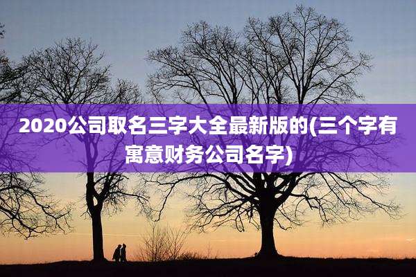 2020公司取名三字大全最新版的(三个字有寓意财务公司名字)