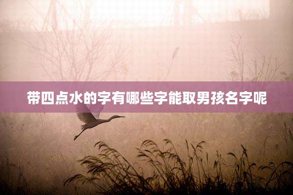 带四点水的字有哪些字能取男孩名字呢