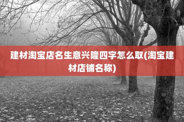 建材淘宝店名生意兴隆四字怎么取(淘宝建材店铺名称)