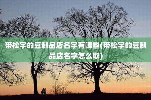 带松字的豆制品店名字有哪些(带松字的豆制品店名字怎么取)