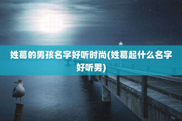 姓葛的男孩名字好听时尚(姓葛起什么名字好听男)