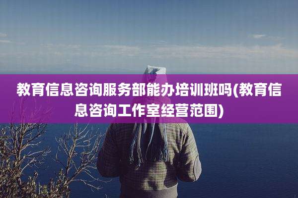 教育信息咨询服务部能办培训班吗(教育信息咨询工作室经营范围)
