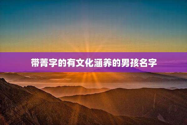 带菁字的有文化涵养的男孩名字
