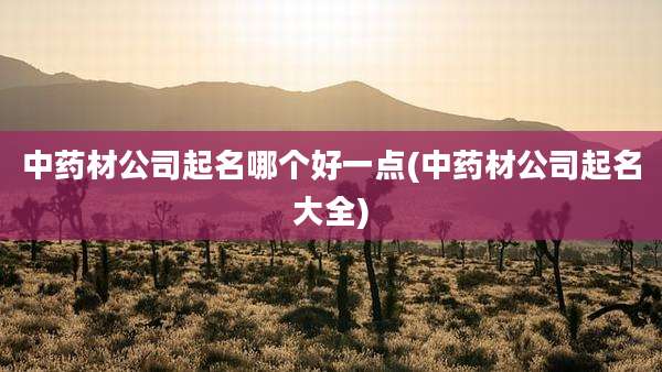 中药材公司起名哪个好一点(中药材公司起名大全)