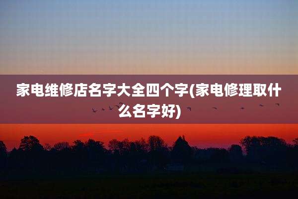 家电维修店名字大全四个字(家电修理取什么名字好)