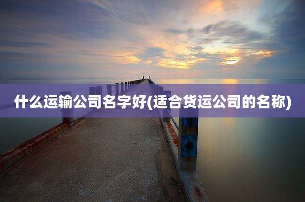 什么运输公司名字好(适合货运公司的名称)