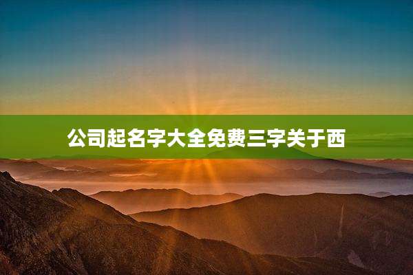 公司起名字大全免费三字关于西