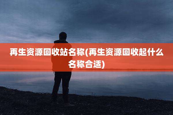 再生资源回收站名称(再生资源回收起什么名称合适)