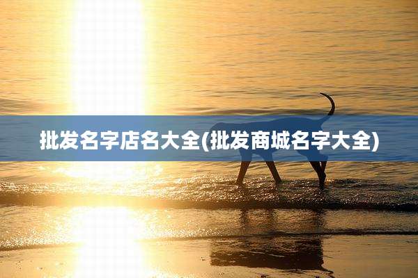 批发名字店名大全(批发商城名字大全)