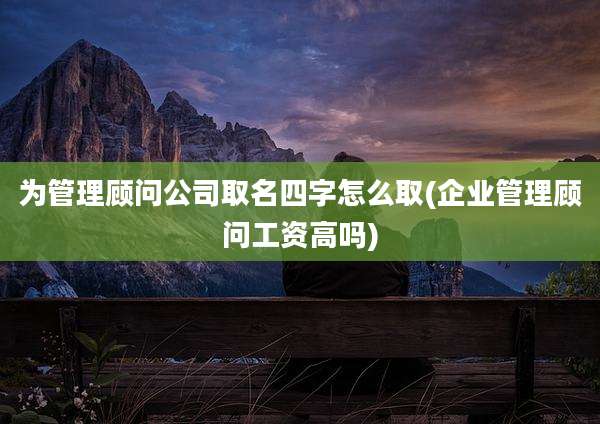 为管理顾问公司取名四字怎么取(企业管理顾问工资高吗)