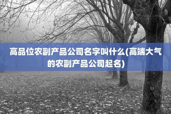 高品位农副产品公司名字叫什么(高端大气的农副产品公司起名)