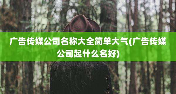 广告传媒公司名称大全简单大气(广告传媒公司起什么名好)
