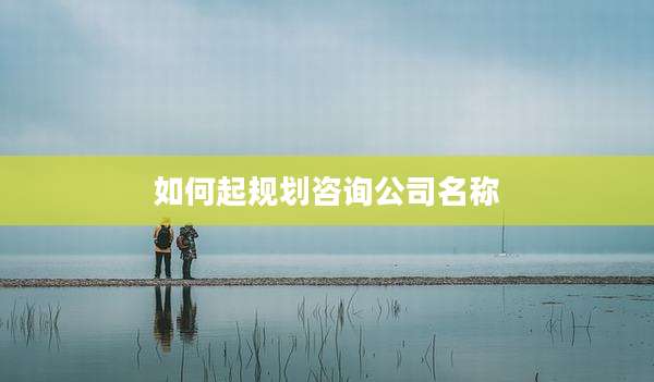 如何起规划咨询公司名称