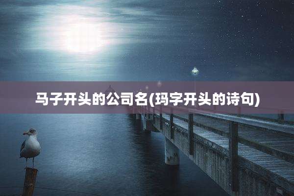 马子开头的公司名(玛字开头的诗句)