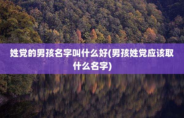姓党的男孩名字叫什么好(男孩姓党应该取什么名字)