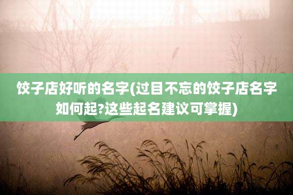 饺子店好听的名字(过目不忘的饺子店名字如何起?这些起名建议可掌握)