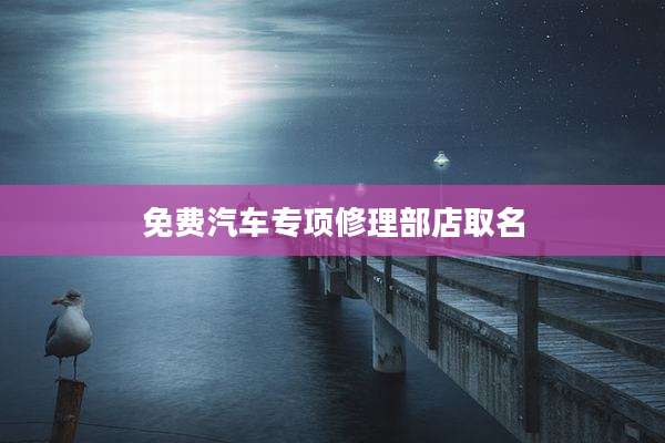 免费汽车专项修理部店取名