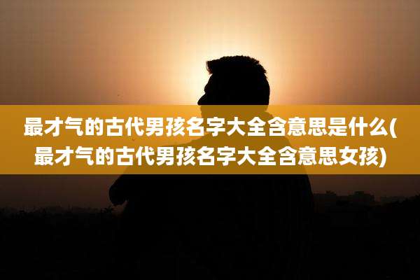 最才气的古代男孩名字大全含意思是什么(最才气的古代男孩名字大全含意思女孩)