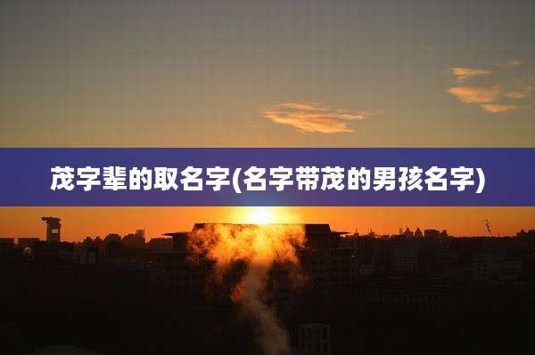 茂字辈的取名字(名字带茂的男孩名字)