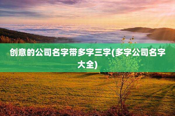 创意的公司名字带多字三字(多字公司名字大全)