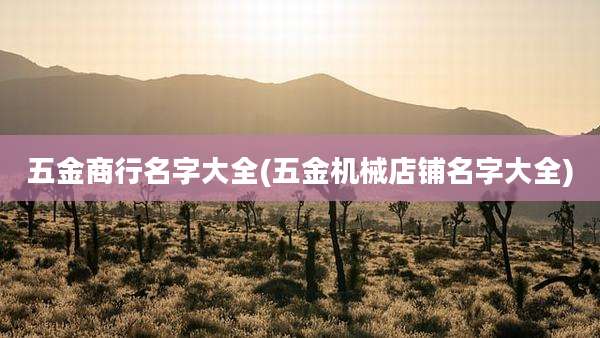 五金商行名字大全(五金机械店铺名字大全)