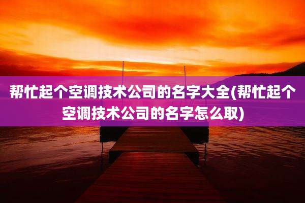 帮忙起个空调技术公司的名字大全(帮忙起个空调技术公司的名字怎么取)