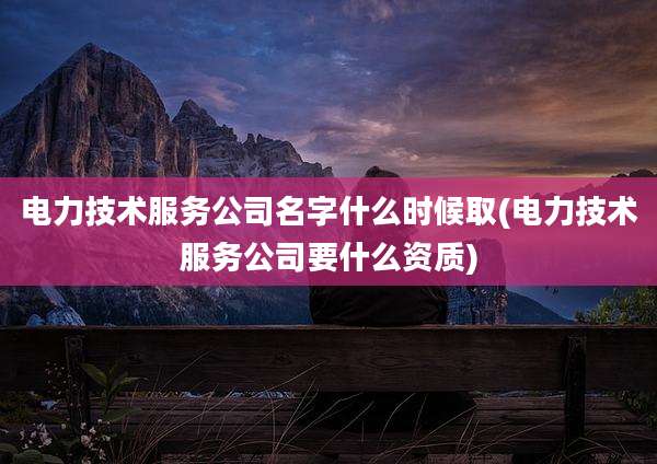 电力技术服务公司名字什么时候取(电力技术服务公司要什么资质)
