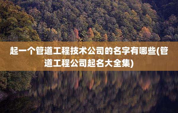 起一个管道工程技术公司的名字有哪些(管道工程公司起名大全集)