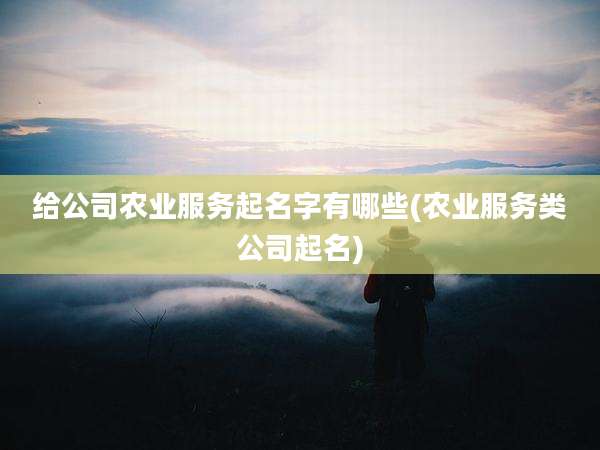 给公司农业服务起名字有哪些(农业服务类公司起名)