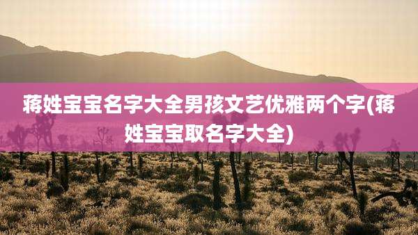 蒋姓宝宝名字大全男孩文艺优雅两个字(蒋姓宝宝取名字大全)