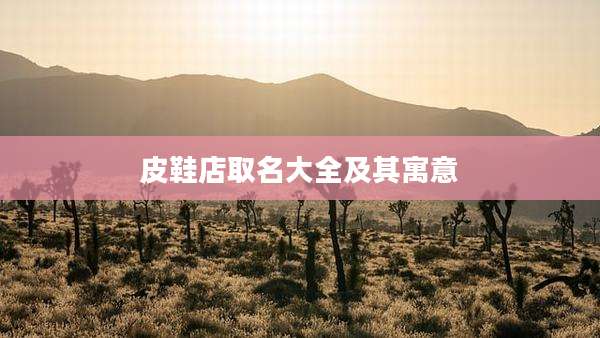 皮鞋店取名大全及其寓意