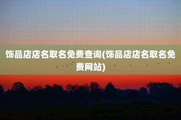 饰品店店名取名免费查询(饰品店店名取名免费网站)